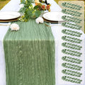 12 Pack Sage Green Cheesecloth Table Runner Rustic Gauze 22x120 inch Long Table Runner for Wedding Bridal Shower Birthday Party Banquet Boho Decoration(#29)