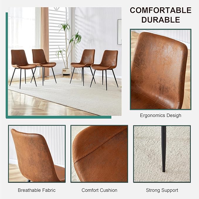 Dining Table Set for 6, 55"-71" Extendable Dining Room Table Set for 6, Modern Wood Kitchen Table with 6 Upholstered Chairs, Space-Saving for Dining Room Apartment, Easy Assembly