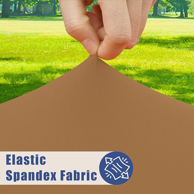 Spandex 5 Foot Rectangle Table Cloth 2 Pack, Elastic Fitted Tablecloths for Picnic, Stretch Washable Patio Table Cover for Outdoor, Camping, Banquet and Parties(Brown, 30"x60")
