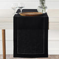 D'Moksha Homes Linen Black Table Runner 84 Inches Long - 100% Pure Linen Table Runner 14 x 84 Inch for Spring, Easter - Classic Hemstitch