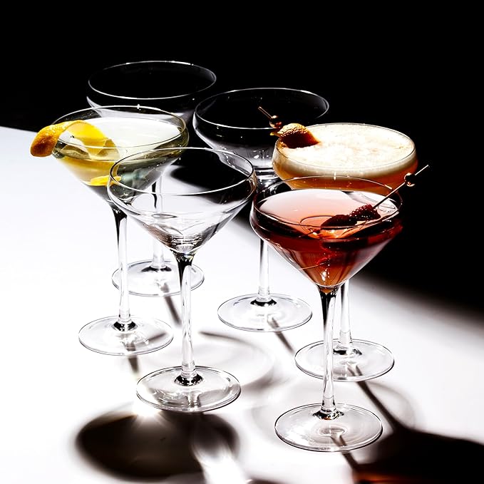LEMONSODA Hand Blown Classic Martini Glasses Manhattan, Cosmopolitan, Espresso Martini, Lemon Drop, Dirty Martini - Inspired by 1930's-50's Cocktail Culture - 6oz/10oz (Set of 24, 10oz) (2270)