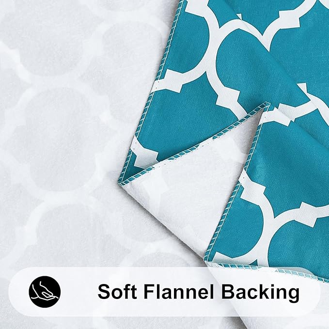 Smiry Rectangle Table Cloth Cover, Waterproof Vinyl Tablecloth with Flannel Backing for Rectangle Tables, Wipeable Spillproof Plastic Tablecloths for Dining, Camping, and Indoor (60"x102", Teal)