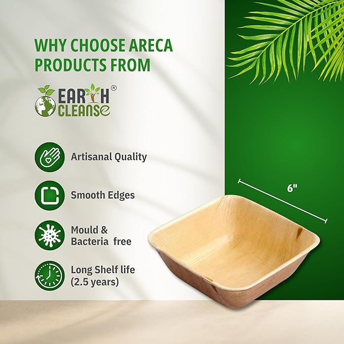 6 Inch Pyramid Compostable Palm Leaf Bowls | Pack of 25 | Eco Friendly Disposable Areca Leaf Bowls | Biodegradable, Plastic Free, Heavy Duty for Parties & Catering