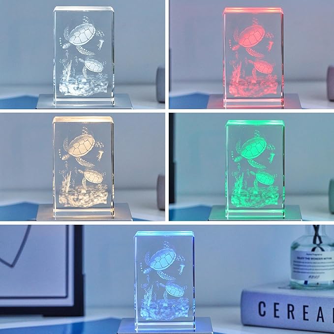 EUSTUMA LED Light Base Square Display Stand In A Variety of Colors,Lighted Up Stand Color Changing LED for 3D Glass Crystal Art,Holiday Party Decoration. (Large silver, Large)