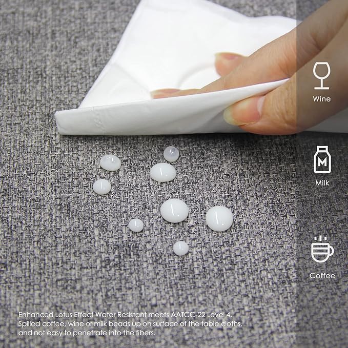 BALCONY & FALCON Square Tablecloth - Small Waterproof Table Cloth, Wrinkle Resistant Table Cover Linen Fabric Tablecloths for Dining Kitchen Wedding and Outdoor Decoration (Gray, 47"x47")