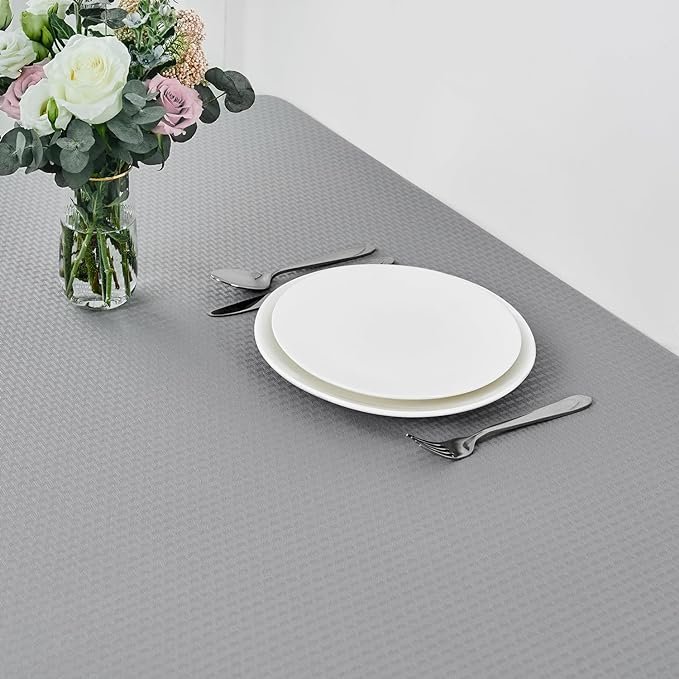 maxmill Square Jacquard Tablecloth Waterproof Spillproof Wrinkle Resistant Soft Weaved Design Table Cloth for Dinner and Party Washable Fabric Cover, Indoor Outdoor Use, 60 x 60 Inch, Light Grey