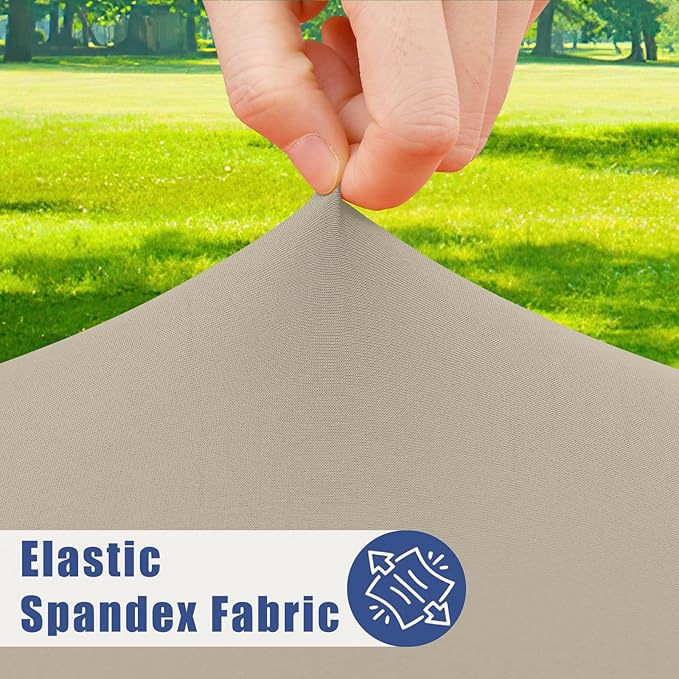 Round Spandex Tablecloth, Elastic Fitted Waterproof Tablecloths for 57"-68" Tables, Stretch Washable Picnic Table Cover for Camping, Dining, Indoor and Outdoor, Taupe