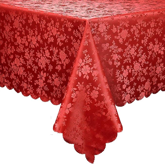 Smiry Rectangle Table Cloth, Waterproof Heavy Duty Vinyl Tablecloths, Wipeable Washable Table Cover for Kitchen and Dining Room (Red, 60" X 120")