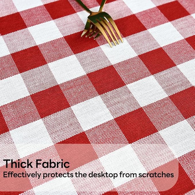 Gingham Tablecloth Rectangle Table Cloth Heavy Duty Cotton Checkered Table Cover for Spring Picnic Kitchen Dining(C-Red, 52x70 inch)