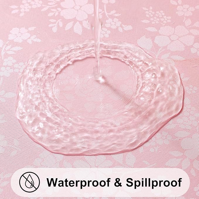 Smiry Rectangle Table Cloth, Waterproof Heavy Duty Vinyl Tablecloths, Wipeable Washable Table Cover for Kitchen, Dining Room & Valentines (Pink, 54" X 78")