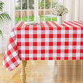 misaya Rectangle Waterproof Vinyl Table Cloth, Buffalo Flannel Backed Tablecloth, Wipeable Plastic Table Cover for Valentine's Day, Dinner, Kitchen, Outdoor (54" x 78", Red and White)