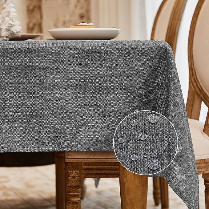 BALCONY & FALCON Rectangle Tablecloth Washable Wrinkle Resistant and Water Proof Table Cloth Decorative Linen Fabric Tablecloths for Dining Parties Kitchen Wedding and Outdoor Use (Gray, 47x63)