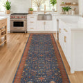 Navy Blue Runner Rug 2x6 for Kitchen, Hallway, Mudroom, Laundry Room, Bathroom, Washable Non Slip Non Skid Rubber Backing Low Pile Stain Resistance