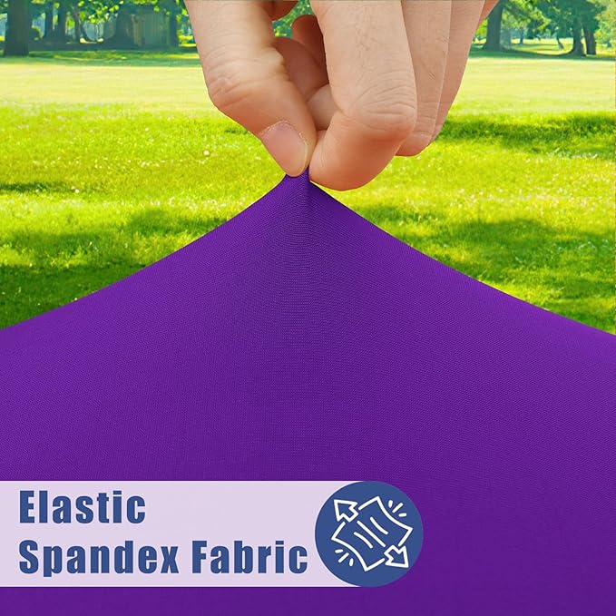Spandex 4 Foot Rectangle Table Cloth 2 Pack, Elastic Fitted Tablecloths for Picnic, Stretch Washable Patio Table Cover for Outdoor, Camping, Banquet and Parties (Purple, 30"x48")