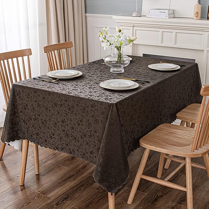 Smiry Rectangle Table Cloth, Waterproof Heavy Duty Vinyl Tablecloth, Wipeable Washable Table Cover for Kitchen and Dining Room (Coffee, 70" X 108")