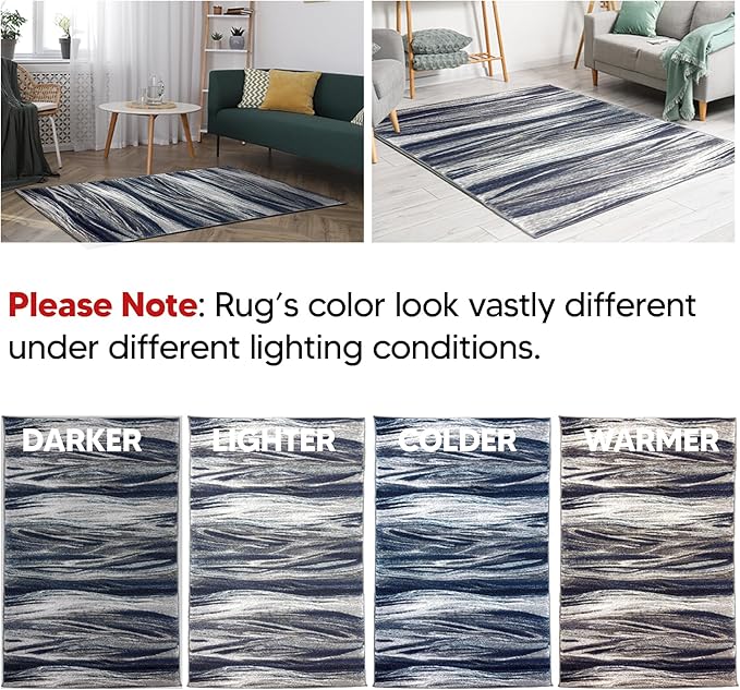 Keen Home Design Area Rugs - 6x9 Non-Shedding, Abstract Rugs for Kitchen, Living Room, Bedroom, Dining Room, Entryway - Size: 5'11" x 9'2", Multi