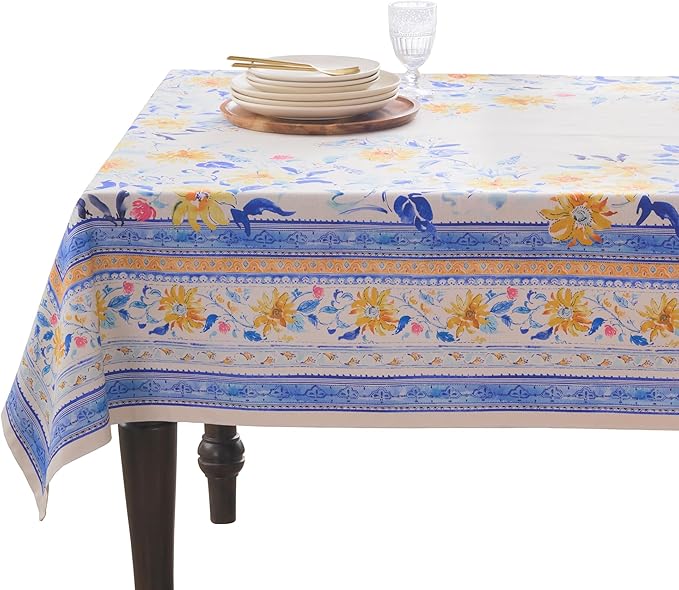 Maison d' Hermine Table Cloth Rectangle Table 100% Cotton 54 x 72 Inches Tablecloth Reusable Decorative for Dining Room Farmhouse Home Valentines Day Decorations Spring Summer - Girassol