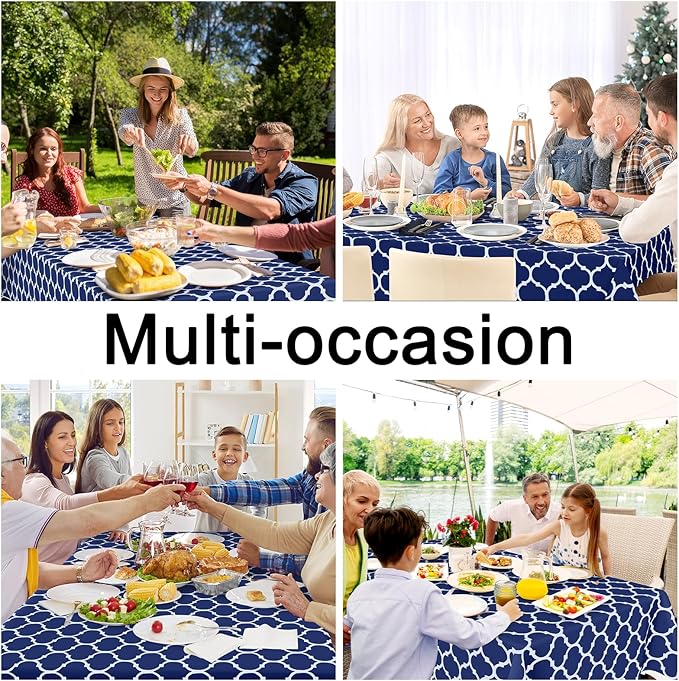 Smiry Rectangle Table Cloth, Waterproof Vinyl Tablecloth with Flannel Backing for Rectangle Tables, Wipeable Spillproof Plastic Tablecloths for Dining, Camping, Indoor and Outdoor (60"x144", Navy)