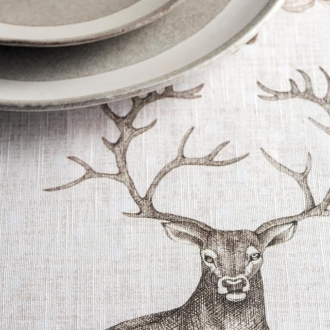 Maison d' Hermine Table Cloth Rectangle Table 100% Cotton 70 x 90 Inches Fall Tablecloth Reusable Everyday Use for Thanksgiving Christmas Decorations Dining Farmhouse Party (Christmas Dew)