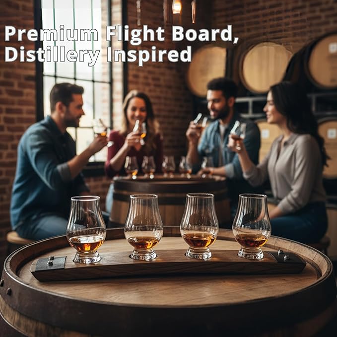 Premium 4 Glass Whiskey Flight/Dark Walnut/No Glasses