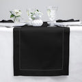 Solino Home Linen Black Table Runner 90 Inches Long - 100% Pure Linen Hemstitch 14 x 90 Inch Table Runner for Dining, Spring, Easter - Classic Hemstitch