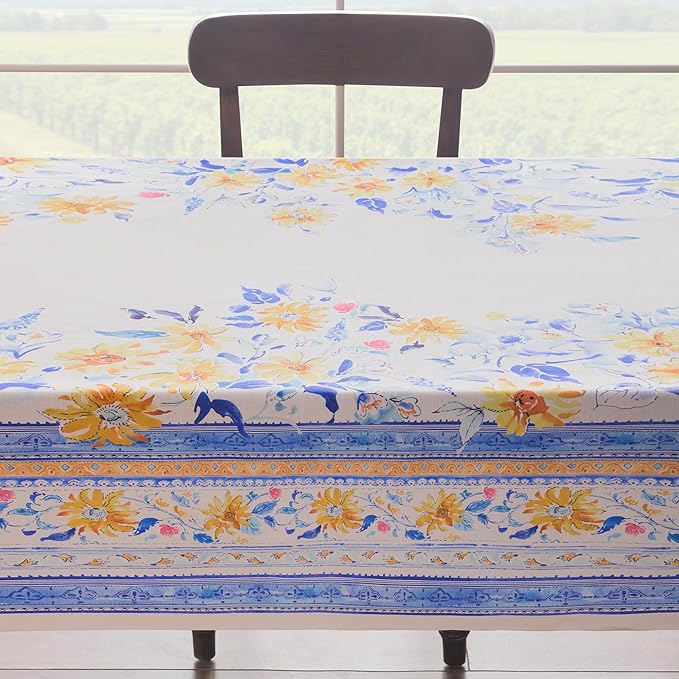 Maison d' Hermine Table Cloth Rectangle Table 100% Cotton 60 x 108 Inches Tablecloth Reusable Decorative for Dining Room Farmhouse Home Valentines Day Decorations Spring Summer - Girassol