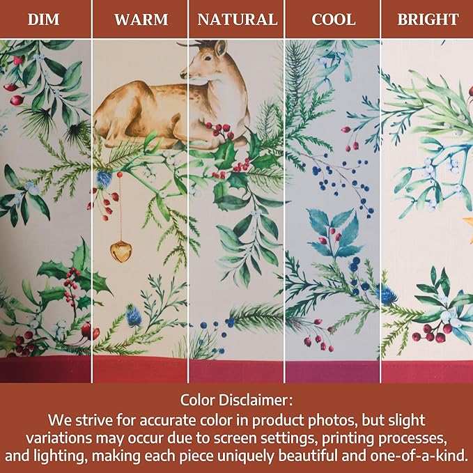 Maison d' Hermine Table Cloth Rectangle Table 100% Cotton 70 x 90 Inches Fall Tablecloth Reusable Everyday Use for Thanksgiving Christmas Decorations Dining Farmhouse Party (Holly Time)