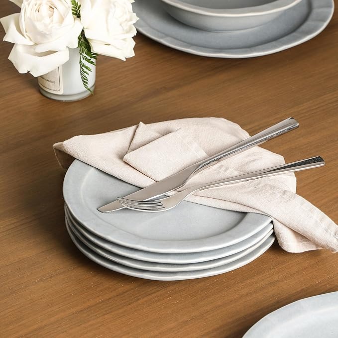 Stone Lain Oasis 4-Piece Salad Plate Set Stoneware, Grey Blue