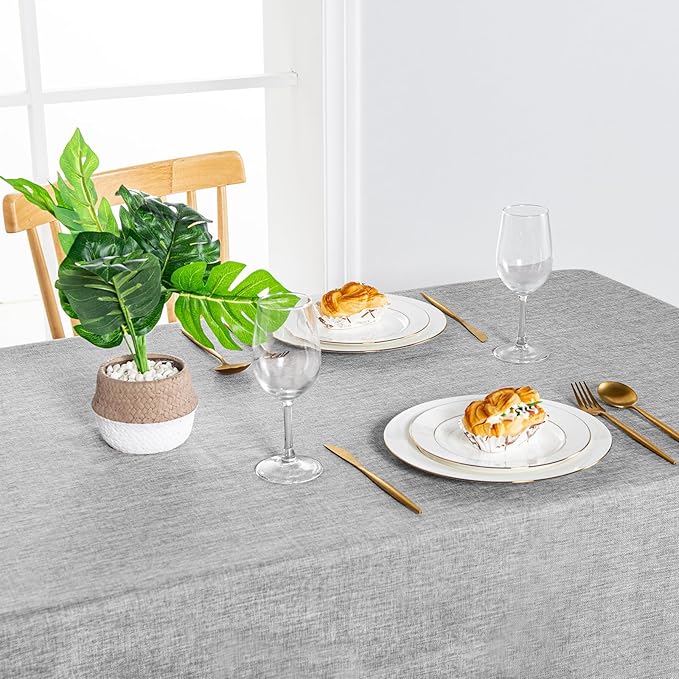 Hiasan 2 Pack Faux Linen Square Tablecloth - Wrinkle and Stain Resistant Washable Table Cloth for Kitchen Dining Room Holiday Table Cover for Party Dinner, Light Grey, 30 x 30 Inch