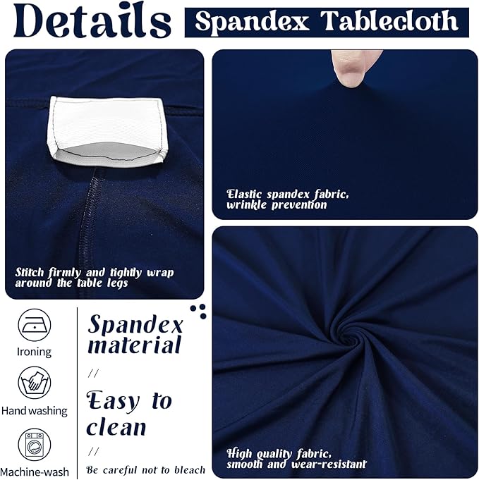 HAISIWLKJ 6 Pack Table Cloth 6ft Navy Blue Tablecloths for Rectangle Folding Table Spandex Fitted Stretch Cover Wrinkle Resistant Washable Protector for Party, Wedding, Banquet, Festival.