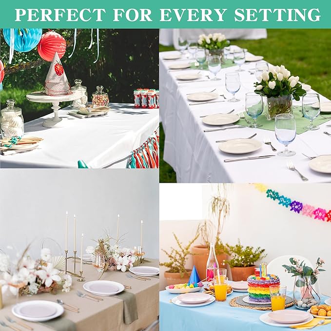 6FT Table Cloth for Rectangular Fitted Events Stretch Cream Table Covers Washable Spandex Tablecloth Protector for Party, Wedding, Cocktail, Banquet, Festival