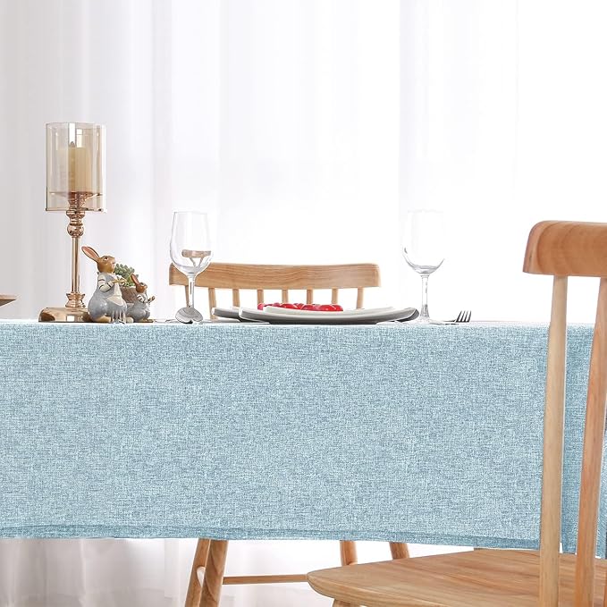 Hiasan 2 Pack Faux Linen Rectangle Tablecloth - Wrinkle and Stain Resistant Washable Table Cloth for Kitchen Dining Room Holiday Table Cover for Party Dinner, Lux Slate Blue, 30 x 60 Inch