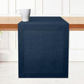 D'Moksha Homes Linen Navy Blue Table Runner 90 Inches Long - 100% Pure Linen 14 x 90 Inch Table Runner for Dining, Easter - Machine Washable