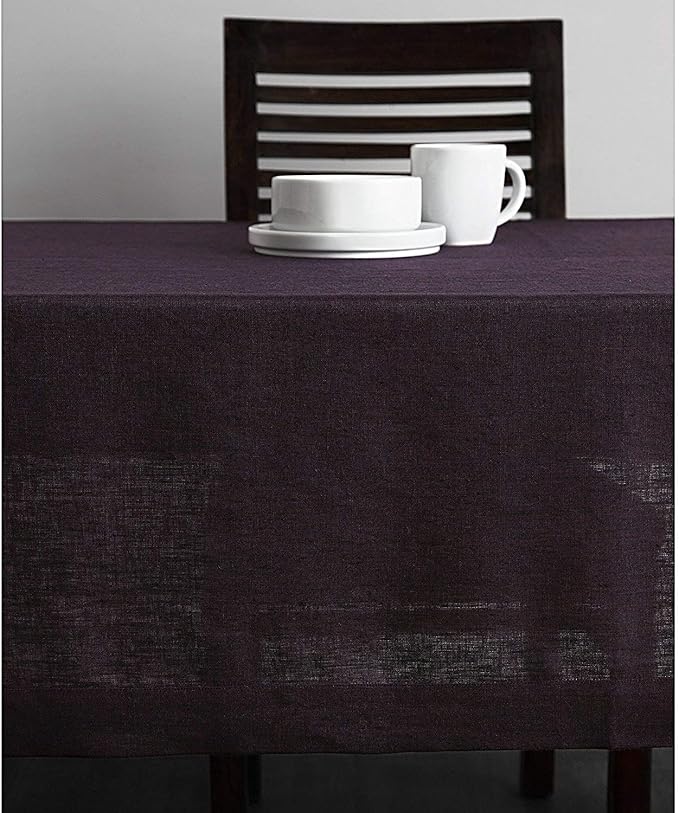 Solino Home Grape Linen Tablecloth 54 x 72 Inch - Athena, 100% Pure Linen Rectangle Tablecloth - Machine Washable Table Cloth for Winter, Valentines, Spring, Easter