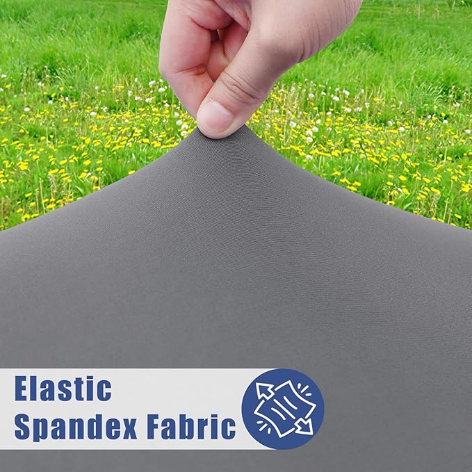Round Spandex Tablecloth, Elastic Fitted Waterproof Tablecloths for 42"-50" Tables, Stretch Washable Picnic Table Cover for Camping, Dining, Indoor and Outdoor, Grey