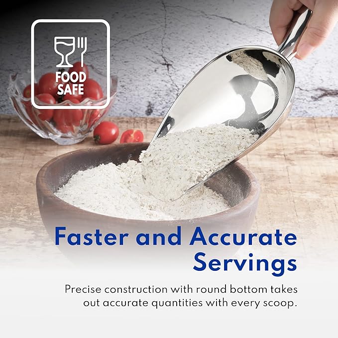 New Star Foodservice 1028522 Stainless Steel Bar Ice Flour Utility Scoop, 18-Ounce