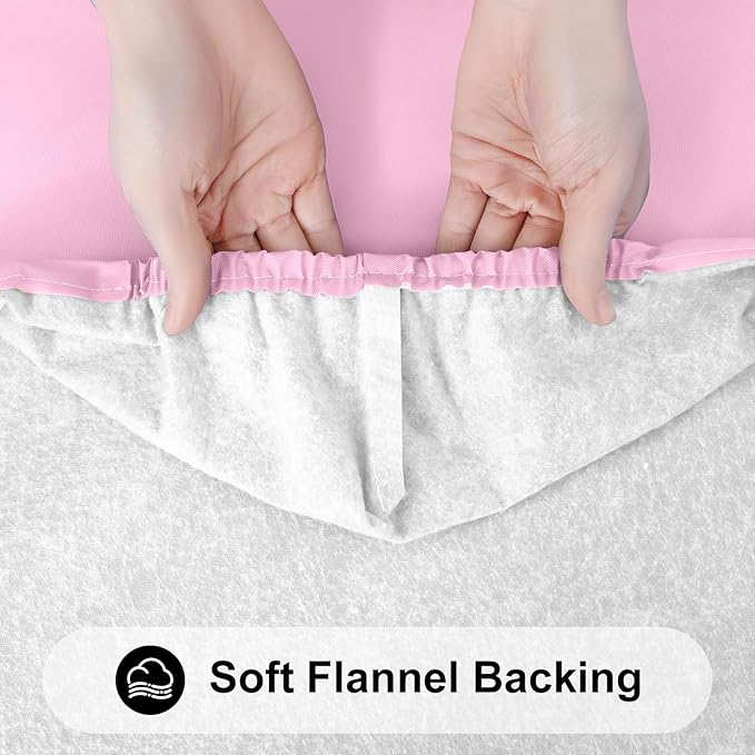 Smiry Rectangle Tablecloth, Elastic Fitted Flannel Backed Vinyl Tablecloths for 6ft Folding Tables, Waterproof Wipeable Table Covers for Valentine's Day, Outdoor, Picnic and Camping (Pink, 30"x72")