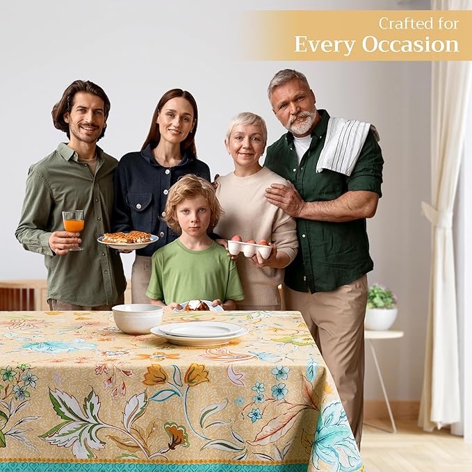 Maison d' Hermine Table Cloth Rectangle Table 100% Cotton 54 x 72 Inches Tablecloth Reusable Decorative for Dining Room Farmhouse Home Valentines Day Decorations Spring Summer - Luxury Loft - Peach