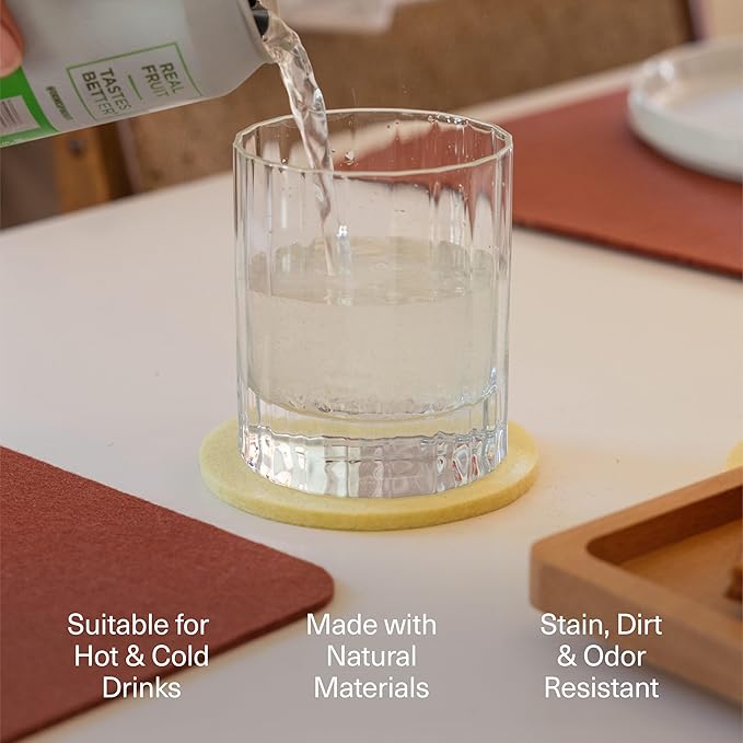 Graf Lantz - Bierfilzl Merino Wool Square Coasters Set of 6 - Earth (4"x4"x5mm) - Absorbs 30% of Weight - Natural German Wool - Heat Resistant, Sustainable, Reusable - Home Decor & Coffee Table Decor