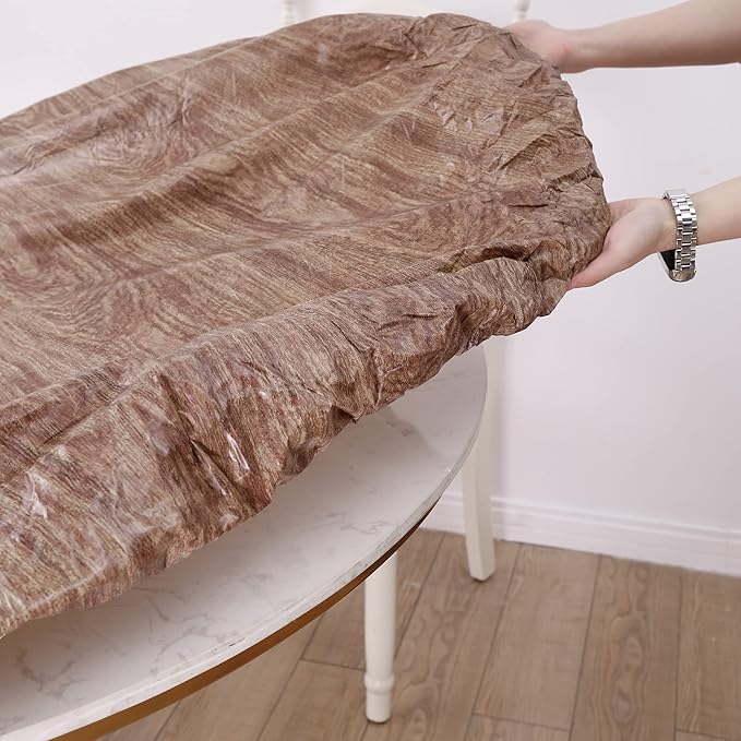Walrus Round Vinyl Fitted Tablecloth with Flannel Backing Elastic Edge Design Table Cover Waterproof Oil-Proof PVC Table Cloth Stain-Resistant Best for 45"-56" Round