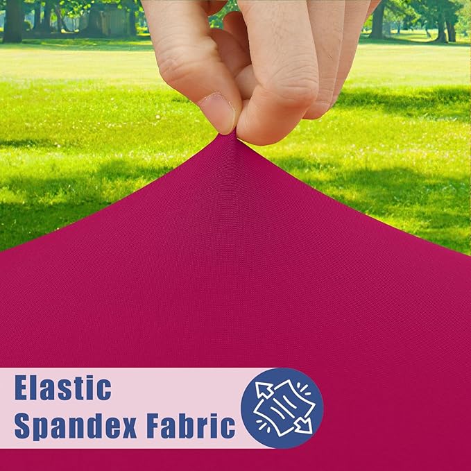 Round Spandex Tablecloth, Elastic Fitted Waterproof Tablecloths for 45"-56" Tables, Stretch Washable Picnic Table Cover for Camping, Dining, Indoor and Outdoor, Fuchsia