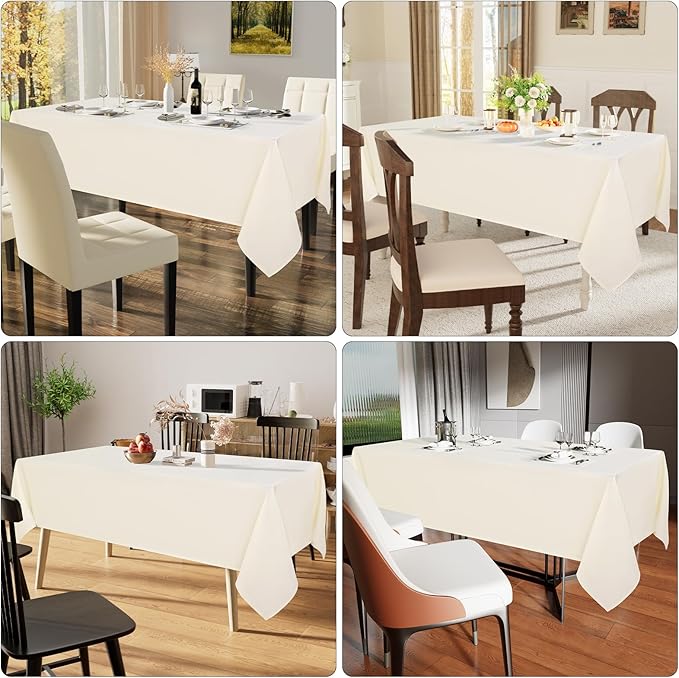 Smiry Square Table Cloth, Waterproof Anti-Scratch Polyester Tablecloth, Decorative Washable Fabric Table Cover for Dining, Buffet, Parties and Outdoor, 54x54, Beige