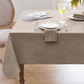 Softalker Large Tablecloths Rectangular 60x104 inch Faux Linen Table Cloth Outdoor Waterproof Stain and Wrinkle Resistant Table Cover for 6/8 Foot Rectangle Dining Table for Party Graduation, Brown