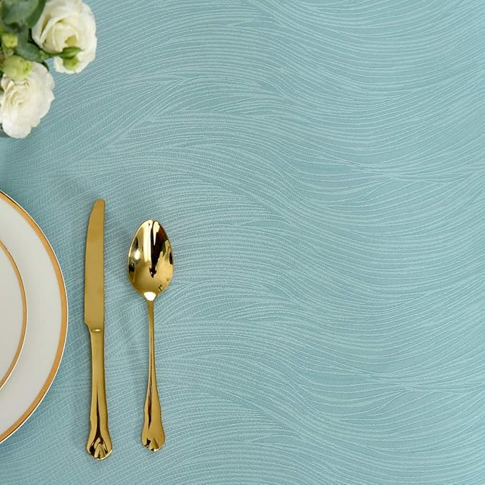 maxmill Jacquard Tablecloth Swirl Design Spillproof Wrinkle Free Water Resistant Heavy Weight Soft Table Cloth Decorative Fabric Table Cover for Outdoor and Indoor Square 60 x 60 Inch Turquoise