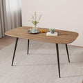 47.2'' Modern Farmhouse Dining Table, Wooden Rectangular Dining Table with Metal Legs for 4-6 People for Dining Room, Kitchen, Living Room (Walnut Color Table, 47.2")