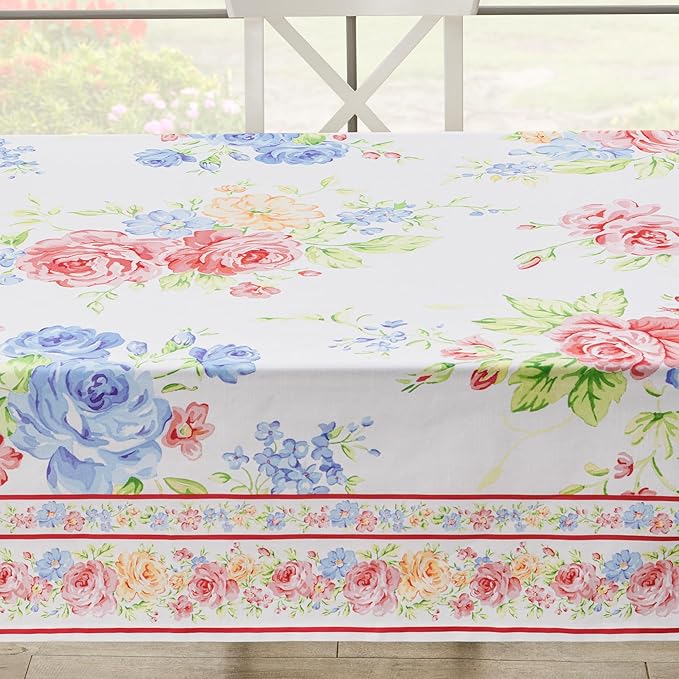 Maison d' Hermine Table Cloth Rectangle Table 100% Cotton 70 x 90 Inches Tablecloth Reusable Decorative for Dining Room Farmhouse Home Valentines Day Decorations Spring Summer - Vintage Floral