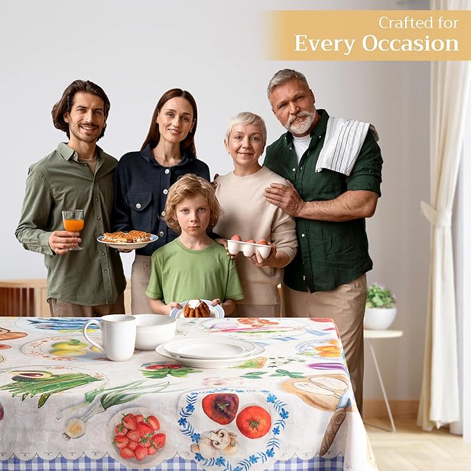 Maison d' Hermine Table Cloth Square Table 100% Cotton 54 x 54 Inches Tablecloth Reusable Decorative for Dining Room Farmhouse Home Valentines Day Decorations Spring Summer - Gourmand