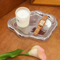 Ceramic Jewelry Tray Trinket Dish, Decorative Cloud Vanity Key Tray for Women, Ring Holder Dish, Cute Jewelry Plate Bowl Room Decor Aesthetic, Silver, Medium