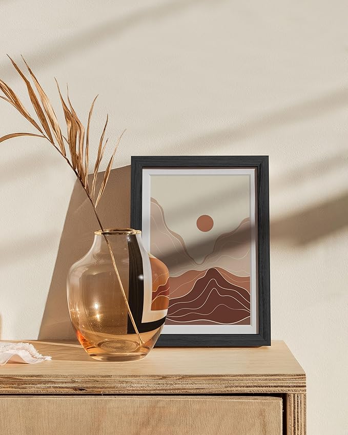 HAUS AND HUES 5x7 Picture Frame with Real Glass and Black Oak Matted to 4x6 - Oak 5x7 Picture Frame - Includes American Oak, Easel Back, Vertical Hang - Ideal for Home, Room, Office (5x7 in, Black)