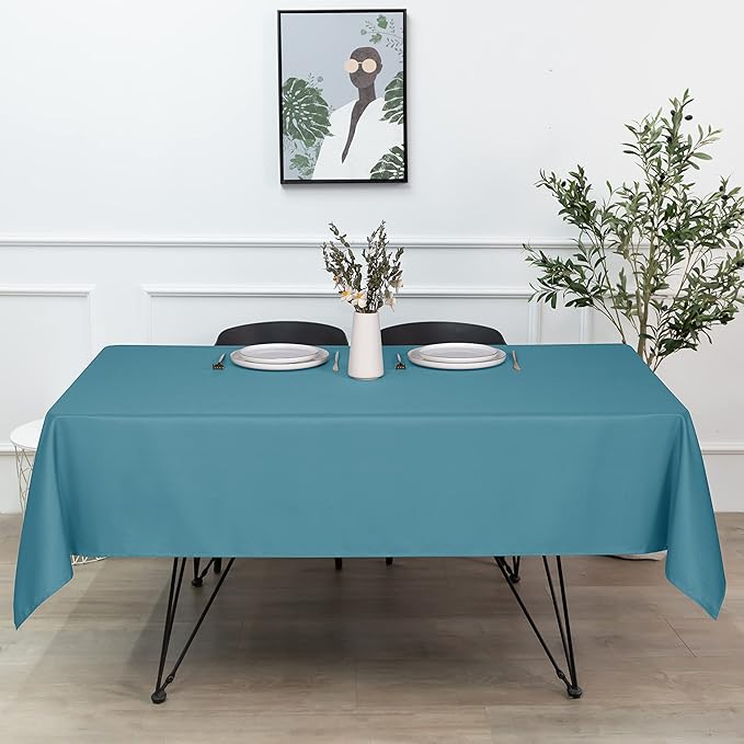 sancua Rectangle Tablecloth - 70 x 120 Inch - Stain and Wrinkle Resistant Washable Polyester Table Cloth, Decorative Fabric Table Cover for Dining Tables, Buffet Parties and Camping, Teal